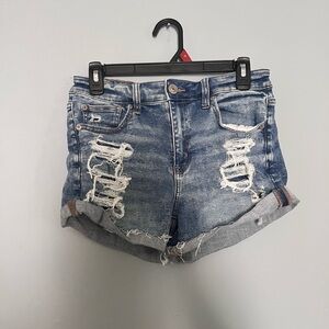 American Eagle Blue Jean Shorts High-Waisted Distressed